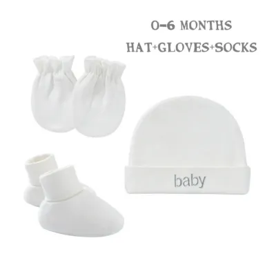Newborn Swaddle Bonnet Hat Mitten Gloves Adjustable Magic Sticker Gift for Baby Footwear Infant Blanket