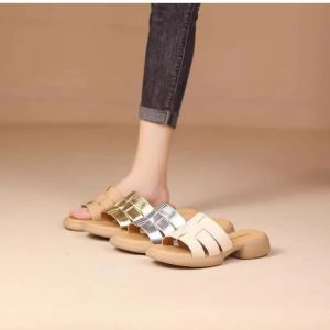 Woven Slippers Are Worn By Women Outside The Summer Open Toe with Skirt Comfortable Thick-soled Sandals Foreign Trade Plus-size Semi-drag