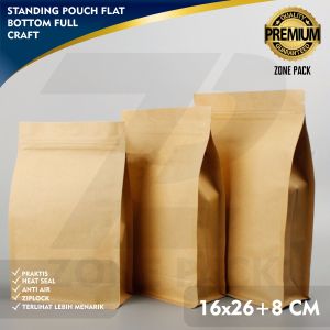 [50pcs] 16 x 26 cm Standing Pouch Flat Bottom Craft Non Windows I Kemasan Kopi Snack I Kemasan Paper Ziplock Non Windows