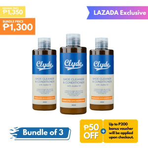 [LAZ EXCLUSIVE] Bundle of 3 Clyde Premium Shoe Cleaner 250ml for Canvas Nylon Suede Leather Multi-material Shoes
