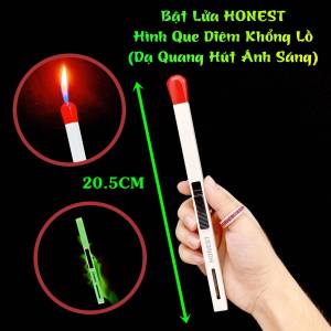 BẬT LỬA HONEST HÌNH QUE DIÊM KHỔNG LỒ - DẠ QUANG HÚT ÁNH SÁNG (SIZE: 20.5 CM) (KIM LOẠI) - (XÀI GAS)