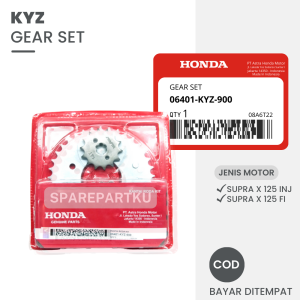 GEAR SET KYZ / SUPRA X 125 HELM IN / GEAR / GIR / GER / GEARSET / 1 SET PAKET GIR DEPAN DAN BELAKANG + RANTAI RODA KIT / DRIVE CHAIN KIT
