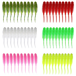 10pcs Soft Baits Simulation Lures Artificial Baits Fishing Lure Tiny Worm Baits 35mm 0.25g Silicone Fishing Lures