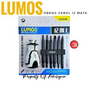 LUMOS 12 Mata Obeng Cebol Pendek Flexible Grip Gagang Karet BB