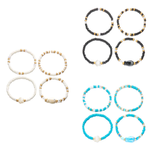 Beach Themed Stretchable Bracelets Ceramic Fish Shell Beads Handmade Stackable Summer Gifts For Women