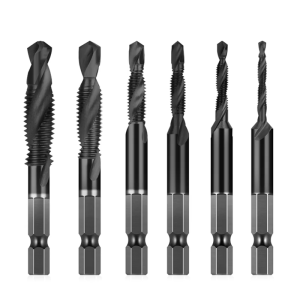Gói 6 khoan kết hợp chính xác và bit tap chuôi lục giác cho rãnh vít khoan khai thác deburring countersinking