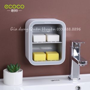 Hộp đựng xà bông ECOCO cao cấp Kệ để đồ nhà tắm đa năng kèm khay hứng nước không khoan tường mẫu mới
