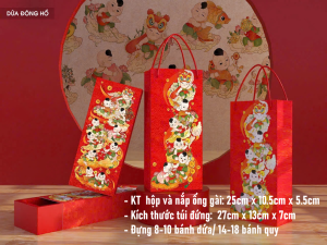TDĐH_ SET 5 HỘP ĐỰNG BÁNH DỨA (KÈM TÚI ) BÁNH KẸO TẾT _HỘP DỨA ĐÔNG HỒ_25cm x 10.5cm x 5.5cm