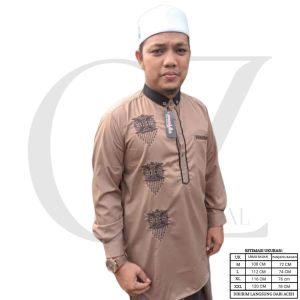 Baju Koko Pria Motif Bordir pintu aceh Dewasa Terbaru Lengan 3/4 Bahan Katun Madinah Premium Kualitas Impor Terbaik Fashion Muslim baju Kemeja Cowok dewasa terbaru Koko Kurta Pakistan seragam