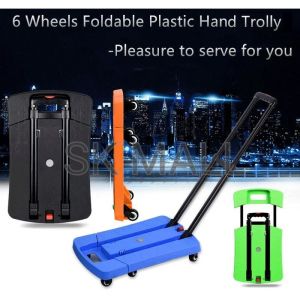 Portable Foldable Trolley Hand Truck Luggage Cart Small Slim Swivelled 6 Wheels Delivery Max Loading 150KG