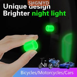 [COD] SHGMYD SPORTS จุกลมยางเรืองแสง4ชิ้นสำหรับอุปกรณ์แต่งทรงดุมล้อรถจักรยานยนต์อุปกรณ์แต่งทรงผมก้านวาล์วในที่มืดอุปกรณ์เสริมฝาครอบกันฝุ่น