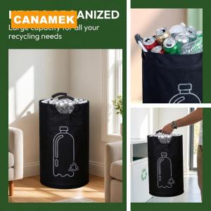 【CANAMEK】 Foldable 82L Plastic Bottle Storage Basket Space Saving Kitchen Organizer for Empty Water Bottle Recycling