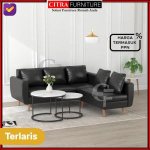 Sofa Minimalis L Putus Retro | Scandinavian| Vintage|Onyx