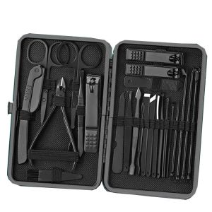 【SKIT SG】8/24 Pieces Manicure & Pedicure Grooming Kit Set Professional Nail Clippers Beauty Nail Kit Stainless Steel Fingernails And Toenails Nail Cutter with Leather Case Nail Clipper Set Stainless Steel Nail Beauty Tools Set Kit Nail / Foot Care Tools