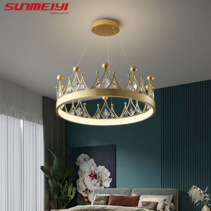 (Free Bulb) Nordic Design Crystal Hanging Led Ceiling Light Indoor Decorative Light Fixture Perfect for Living Room Bedroom or Kitchen New