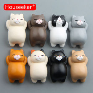 Houseeker แมวสติกเกอร์ตู้เย็นสามมิติสติกเกอร์แม่เหล็กที่ใช้งานได้จริงสติกเกอร์กระดานดําตกแต่งบ้านข้อความเหนียว