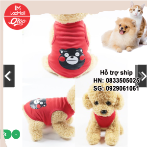 Quần áo chó mèo thú cưng mẫu áo phông phông in hình cute loại ba lỗ (hè thu) đủ size