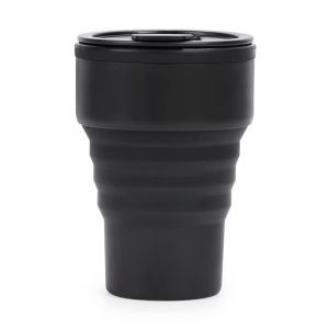 DECALI Silicone Folding Coffee Cup with Lid 375ml Portable Travel Tumbler Water Bottle Foldable Collapsible Cups with Lid Camping
