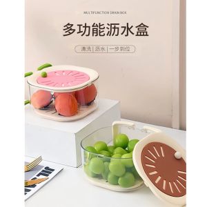 Drainer and Strainer Multi-Function Draining Basket with Lid and Foldable Handle