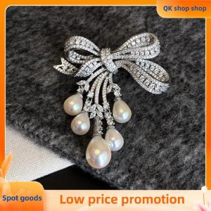 ✨QK shop✨ Luxury Zircon Pearl Bowknot Tassel Fashion Brooch Pins For Women Creative Handmade Suit Corsage Pins Clothing Accessories Gifts