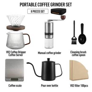 สินค้าพร้อมส่ง Portable travel coffee 8 pcs. ชุดดริปกาแฟ เซตกาแฟดริป เครื่องชงกาแฟ พร้อมกระเป๋ากันน้ำ ดริปกาแฟด้วยอุปกรณ์ชุดนี้ครบเซ็ท Drip set