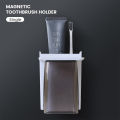 Locaupin Wall Mounted Toothbrush Holder With Drainer And Upside Down Magnetic Transparent Cups Bathroom Shelf Organizer. 
