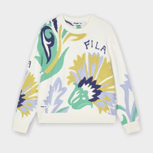 【Yangmi】 FILA CORE WHITE LINE HERITAGE Womens Knit Sweater in Full Print