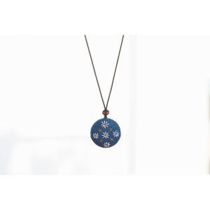 Japanese Fabric Necklace – Indigo Hand-Dyed Pendant for Her Gift | by Hozuai Kyoto Direct from Japan