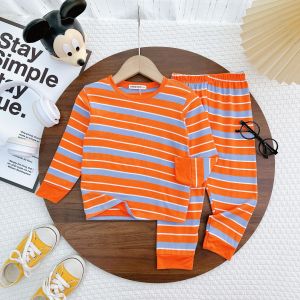 BỘ quần áo dài tay thun lạnh vải sọc dệt(LDD16) MINKY MON mêm mịn cho bé 10-26kg