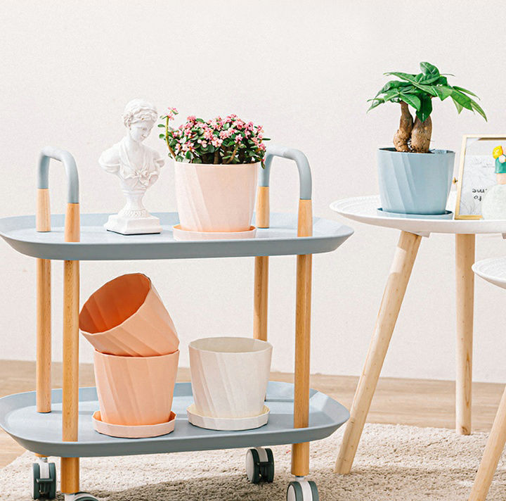 กระถางต้นไม้พร้อมถาดรอง รุ่น 5222 ขนาดเล็ก สีชมพู