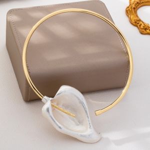 LUSIT Màu vàng Vòng cổ choker mở Quá phóng đại Hoa 3D Xương đòn Mô hình hóa hoa Vòng cổ choker nổi bật Phụ nữ