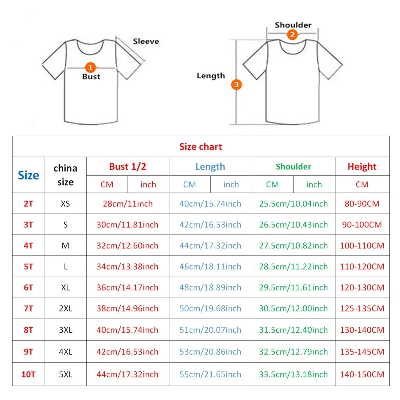 Girls shirt outlet sizes