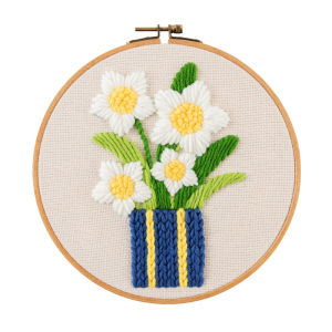 Flower Bouquet DIY Beginners Embroidery Kits DIY Art Embroidery Frame Kit with Hoop Floral Pattern Printed Needlework Sewing Art Craft for Adults Starter Stamped Cross Stitch Kits