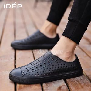 (HCM) Giày siêu nhẹ đi mưa đi làm Nam Nữ lỗ tổ ong thoáng khí (LÙI 1-2 SIZE) iDÉP GL025 Giày thể thao đi biển lội nước mùa hè (XÁM GHI)