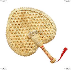 [COD] YUNZE 1Pcs Round Natural Pushan Environmentally Friendly Chinese Style Decorative DIY Woven Fan Cooling Fan Home Decoration Hand Fans