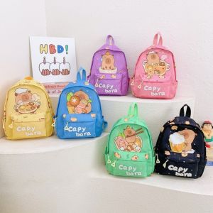 WEIYA น้ำหนักเบา กระเป๋าเป้เด็ก ความจุขนาดใหญ่ ไม่ซึมน้ำ กระเป๋าหนังสือรูปสัตว์การ์ตูน น่ารัก ไนลอน กระเป๋านักเรียนคาปิบารา โรงเรียนอนุบาล