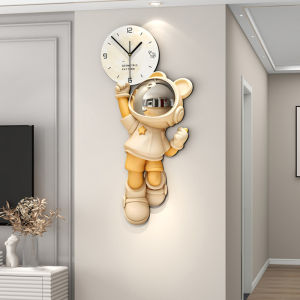 Creative Astronaut Cartoon Clock High-End Feeling Wall Hanging Modern Simple Household Perforation-Free Clock Wall Clock Living Room Decoration Clock Gift