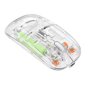 KEBETEME Transparent Mouse Bluetooth 2.4G Wireless Dual-mode Mute Type-c Charge Port Mice 1600dpi Intelligence Poartable Light Weight