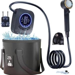 Portable Lightweight Outdoor Shower 8000mAh Rechargeable Camping Bidet Pump IPX8 Waterproof Shower Kit for Hiking Travel