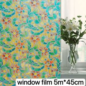Stained Glass Window Film 5M x 45CM Self Adhesive Waterproof for Bathroom Home Door Window Decor