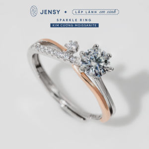 Nhẫn Bạc Gắn Kim Cương Moissanite Xi Bạch Kim Kiểm Định GRA Sparkle" NLJ8. Nhẫn Nữ Cao Cấp