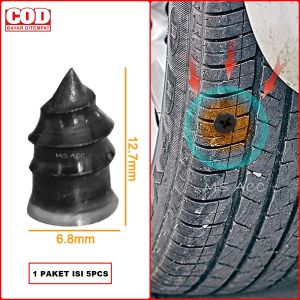 Sekrup Tambal Ban Tubeless Isi 5pcs Skrup Baut Paku Karet Tubles Bahan Besi Dan Silikon MS