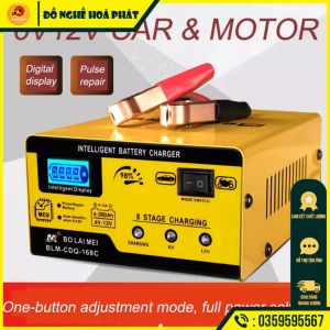 Bộ sạc điện bình Ắc Quy khô và nước 12V và 24V có màn hình LCD. Chống ngược cực tự ngắt khi đầy