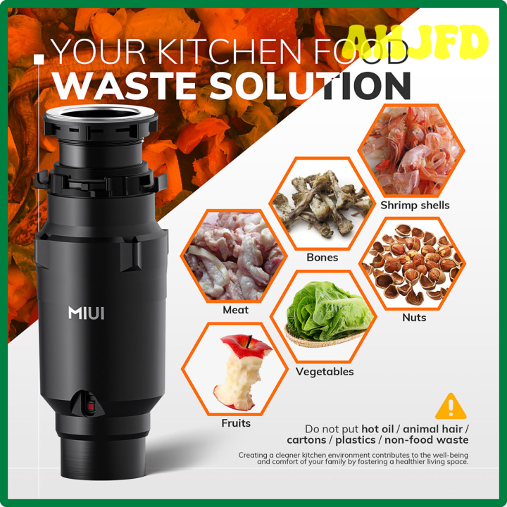 AHJFD Miui garbage disposal with noise reduction, 1/2 HP food waste