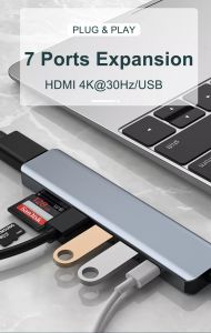 USB C HUB 7 in 1 Type C USB Hub 3.0 4K 60Hz Type C to HDMI USB Splitter USB 3.0 PD 87W Adapter For USB HUB