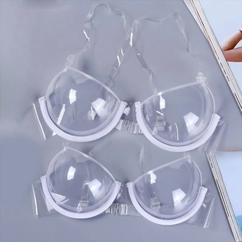 New 3/4 Cup Transparent Clear Push Up TPU Bra Strap Invisible Bra Women  Underwire Plastic Disposable Bra Bralette