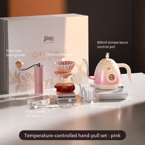 BINCOO Coffee Dripper Set with Gift Box Temperature-Controlled Stove Pour-Over Coffee Pot Complete Set Includes Coffee Filter Cup Sharing Pot and Coffee GrinderFull Coffee Brewing Equipment Set Best Gift