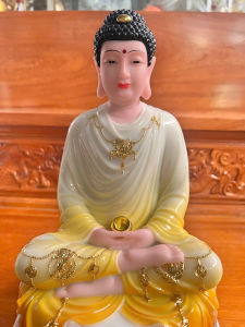 Tượng Phật A Di Đà Ngồi Đài Sen Đá Nhập Cao Cấp- Cao 30cm –3 Màu (Trắng Xanh Vàng)