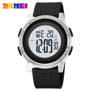 Jam Tangan Pria Wanita Digital Skmei 1997 Black White Water Resistant 50m