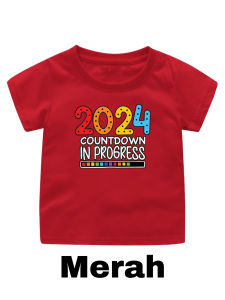 kaos countdown in progress 2024 anak usia 1-12tahun bahan katuncombed lembut
